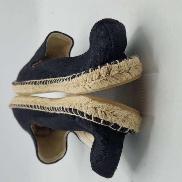Soludos Palm Tree Embroidered Espadrille Linen Smoking Slippers In Black Size 10 - Picture 7 of 14